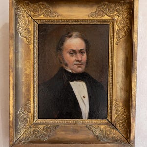Antique Portrait oil Painting, Portrait of man, Antique Male Portrait Oil Painting, French Oil Painting, Original Oil Painting - Dated 1849