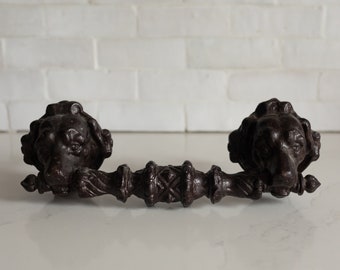Late 1800s (Late 19Century) - Large Heavy Two Dogs Door Pull - Architectural Salvage Hardware