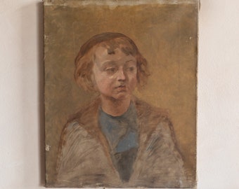 19th Century French Sober Portrait Painting, Oil Painting on Canvas