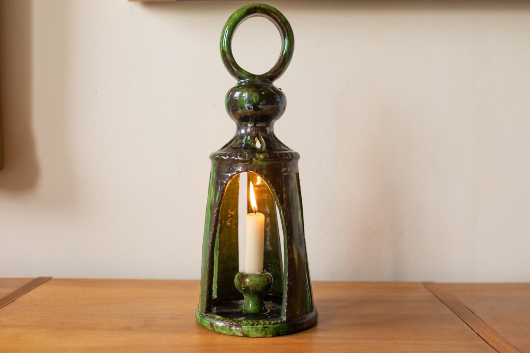 Vintage Dutch Green Glazed Ceramic Candle Holder / Candle Etsy
