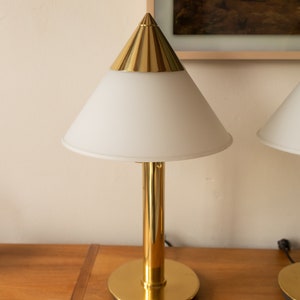 1990s Glasshutte Limburg Brass & Opaline Glass Vintage Table Lamp / Light Lamp 2 of 2 available image 3