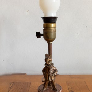 1920s Vintage Small Table Lamp with Young Clown Brass and Marble image 2