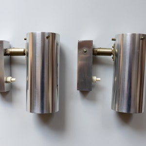 1970's Vintage Stainless Steel Wall Lights - Silver Coloured Wall Lamps