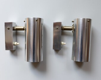 1970's Vintage Stainless Steel Wall Lights - Silver Coloured Wall Lamps