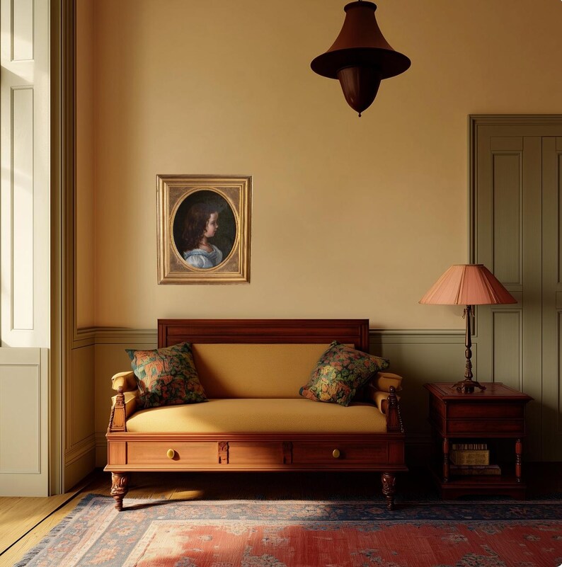 Antique French Oil Painting Portrait of a Young Girl Framed in Gilt