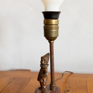 1920s Vintage Small Table Lamp with Young Clown Brass and Marble image 3