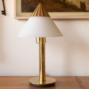 1990s Glasshutte Limburg Brass & Opaline Glass Vintage Table Lamp / Light Lamp 2 of 2 available image 1