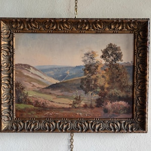 Antique landscape oil painting, Rustic Landscape, French Landscape, Antique Original Oil Painting, French Painting, Framed in Gold Frame