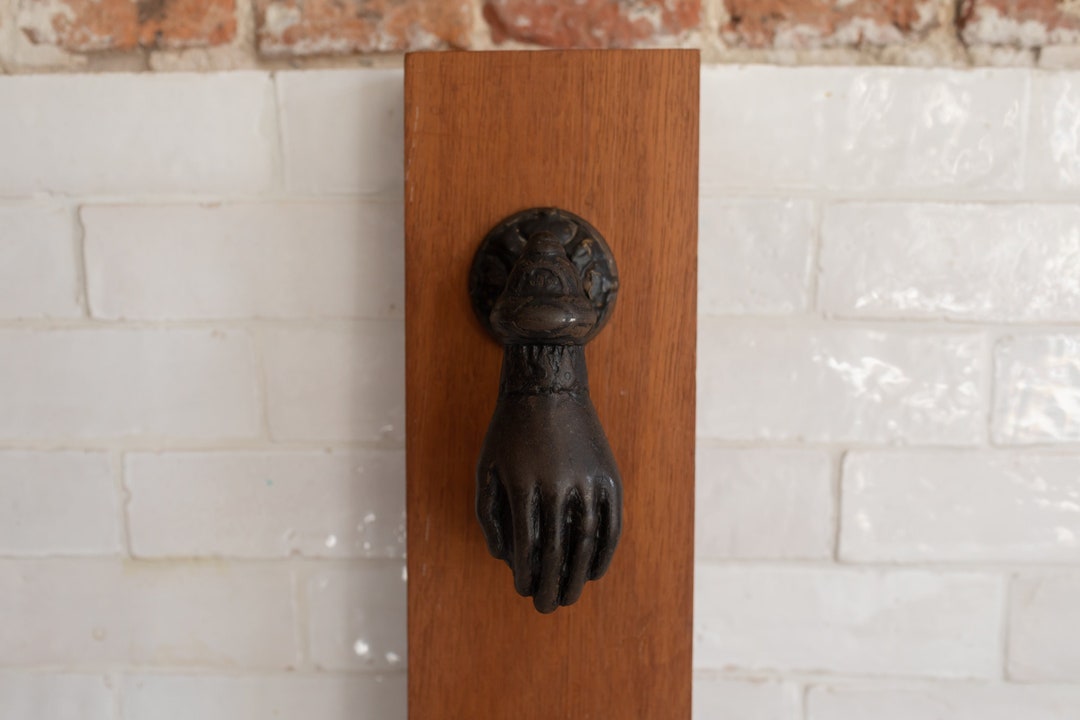 View of 1960s Architectural Salvage Hand Shaped Metal Hardware Door - Etsy