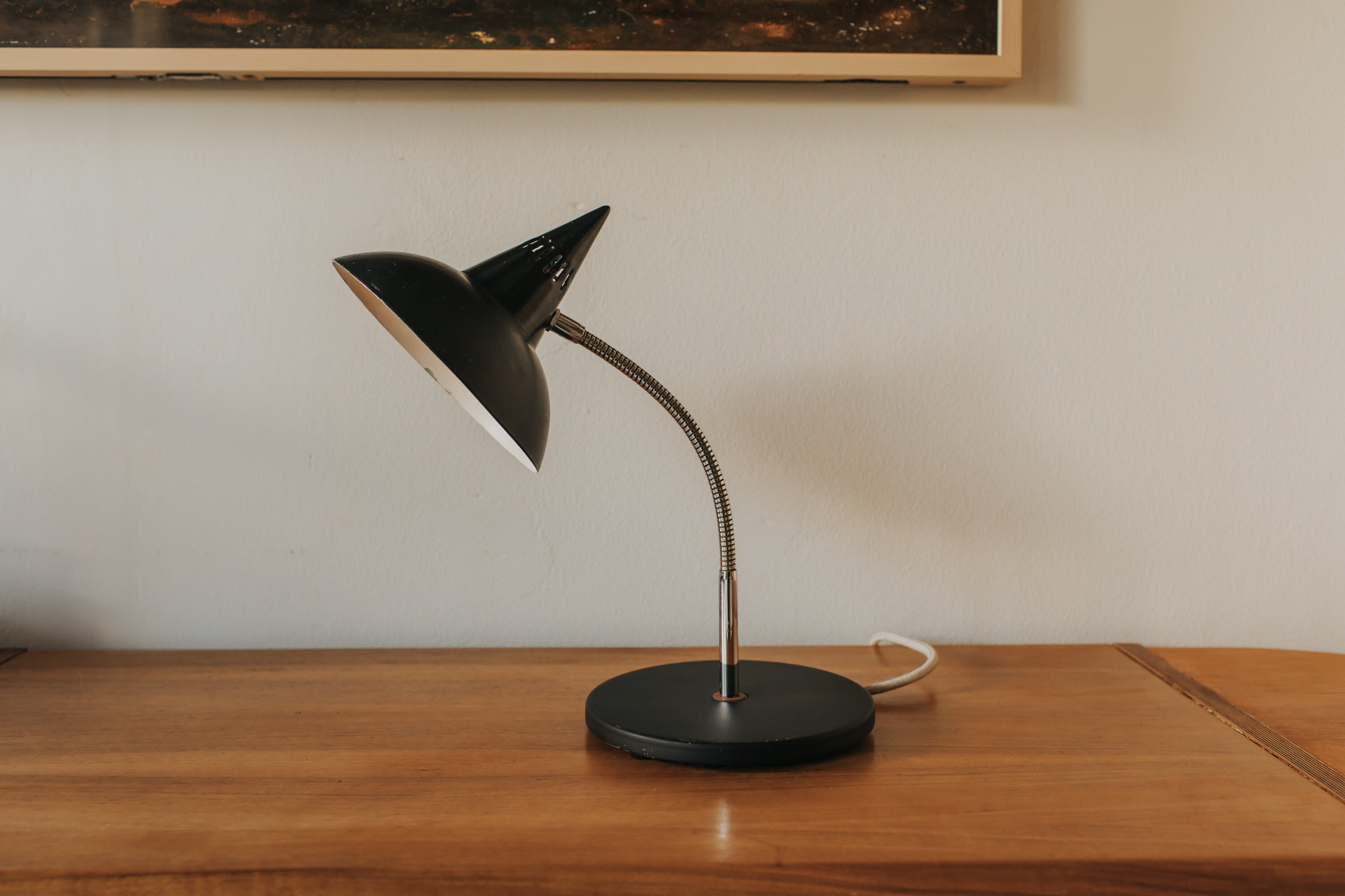 Vintage black desk on sale lamp