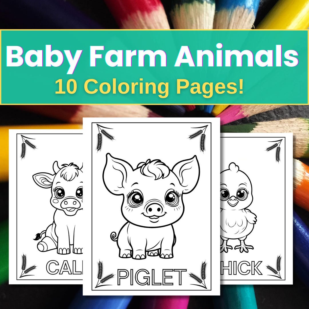 Baby Farm Animal Coloring | Coloring Pages for Kids | Simple Coloring ...