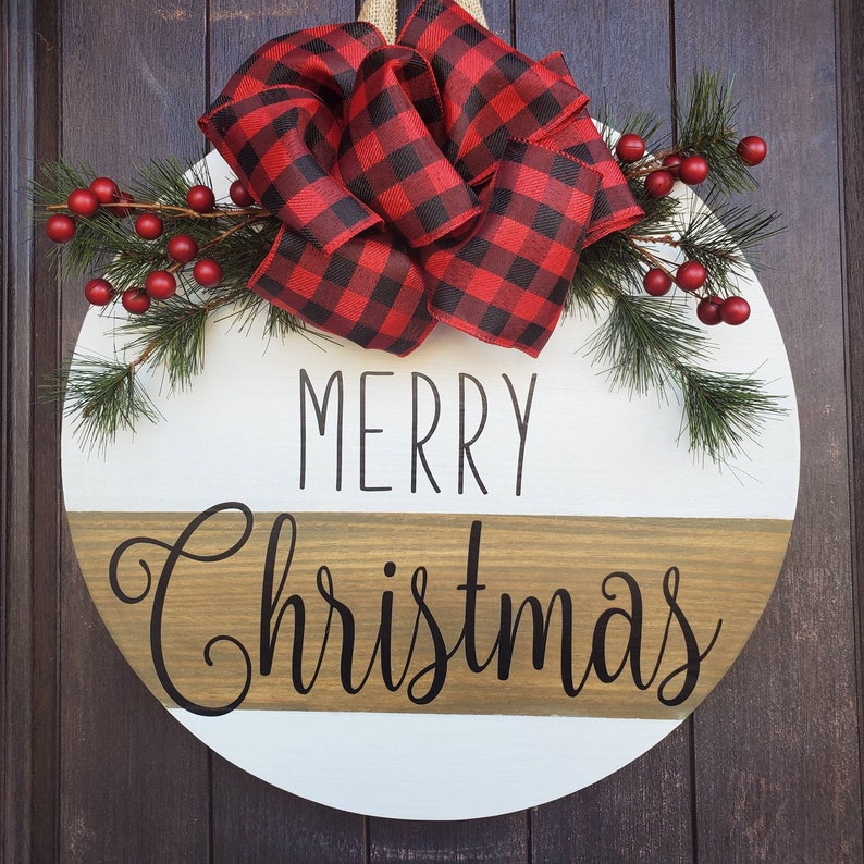 Door Hanger Merry Christmas Etsy