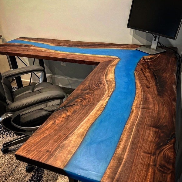 Live Edge River Epoxy Desks Etsy UK