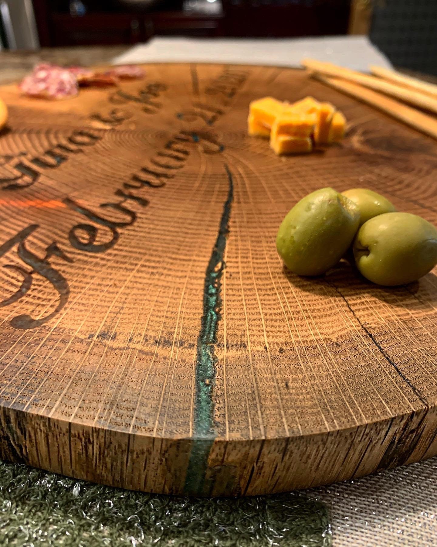 Epoxy & Live Edge Personalized Charcuterie board Serving Etsy