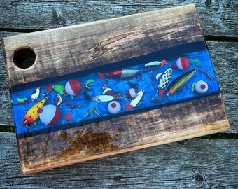 best 2 part art epoxy for fishing lures Epoxy Resin Serving Board: Fishing Lure Charcuterie Board