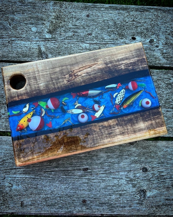 Epoxy Resin Serving Board: Fishing Lure Charcuterie Board. - Etsy Epoxy Resin Serving Board: Fishing Lure Charcuterie Board. - Etsy
