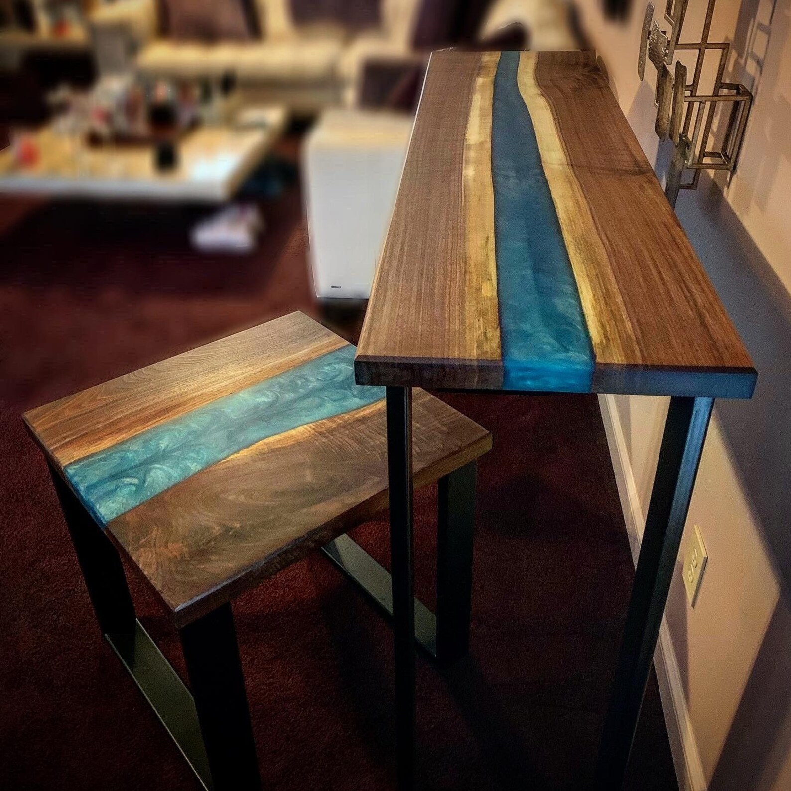 Live Edge Epoxy/resin River Table End Table Night Stand Etsy