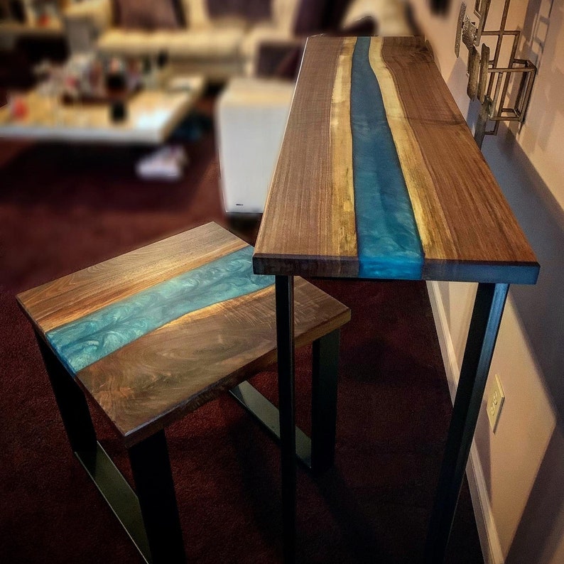 Live Edge Epoxy/resin River Table End Table Night Stand Etsy