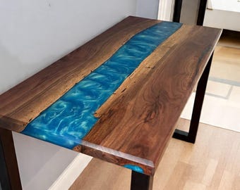 Live Edge River Desk: Handmade Epoxy Resin Office Desk