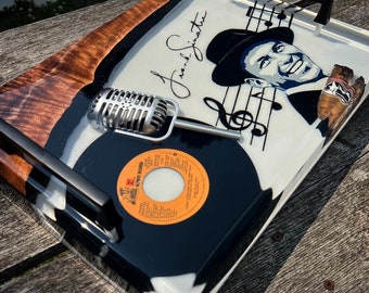 Frank Sinatra Epoxy Resin Serving Tray: Handmade Charcuterie Board.