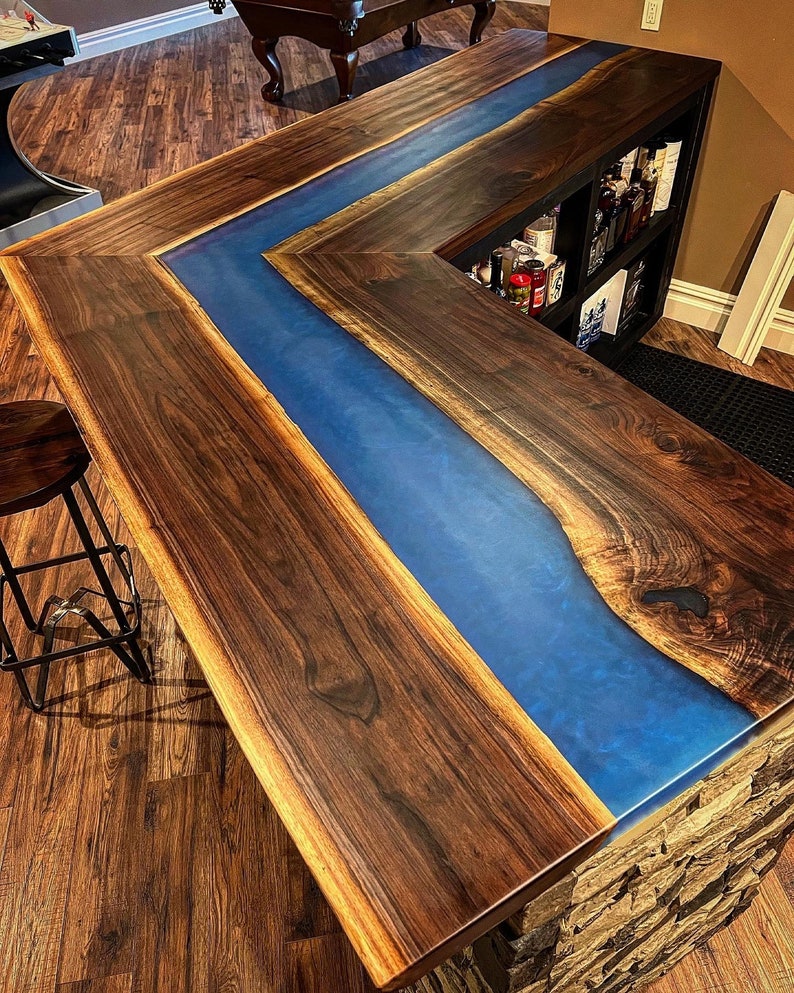 River Table Bar Top Bar Custom Bar Top Wood Bar Top Etsy