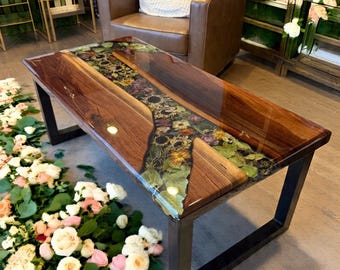 Epoxy Bridal Bouquet Preservation Table – Wedding Flower Keepsake, Custom Coffee Table