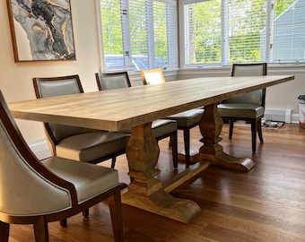 Handmade Maple Farmhouse Dining Table: Custom Sizes.