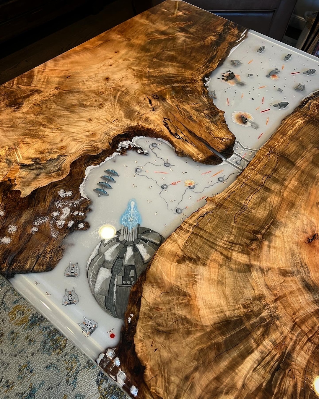 Star Wars “battle of Hoth” Inspired Epoxy River Table Star Wars Table Hand Painted Table