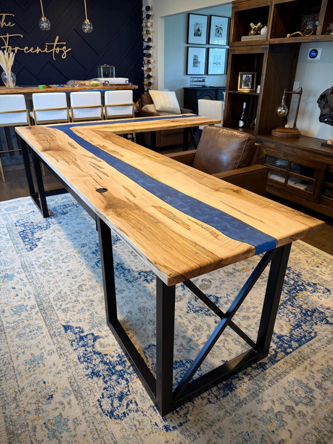 Live Edge Black Walnut Epoxy River Desk - Handmade "l" Shape Office ...