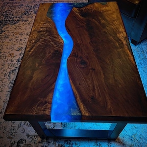 Epoxy River Coffee Table LED Table Wood Table Resin - Etsy