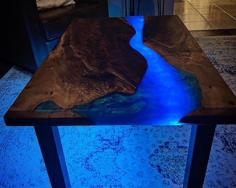 Backlit clearance epoxy table