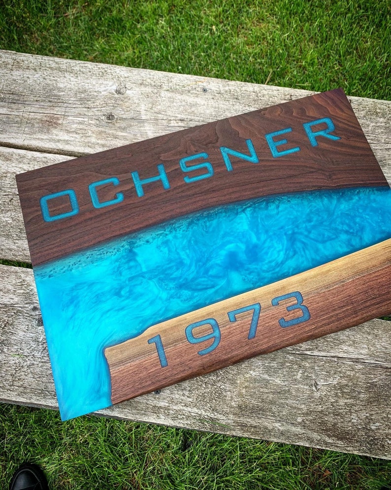 Live Edge Epoxy Resin River Table Wall Art Name Art Name Etsy