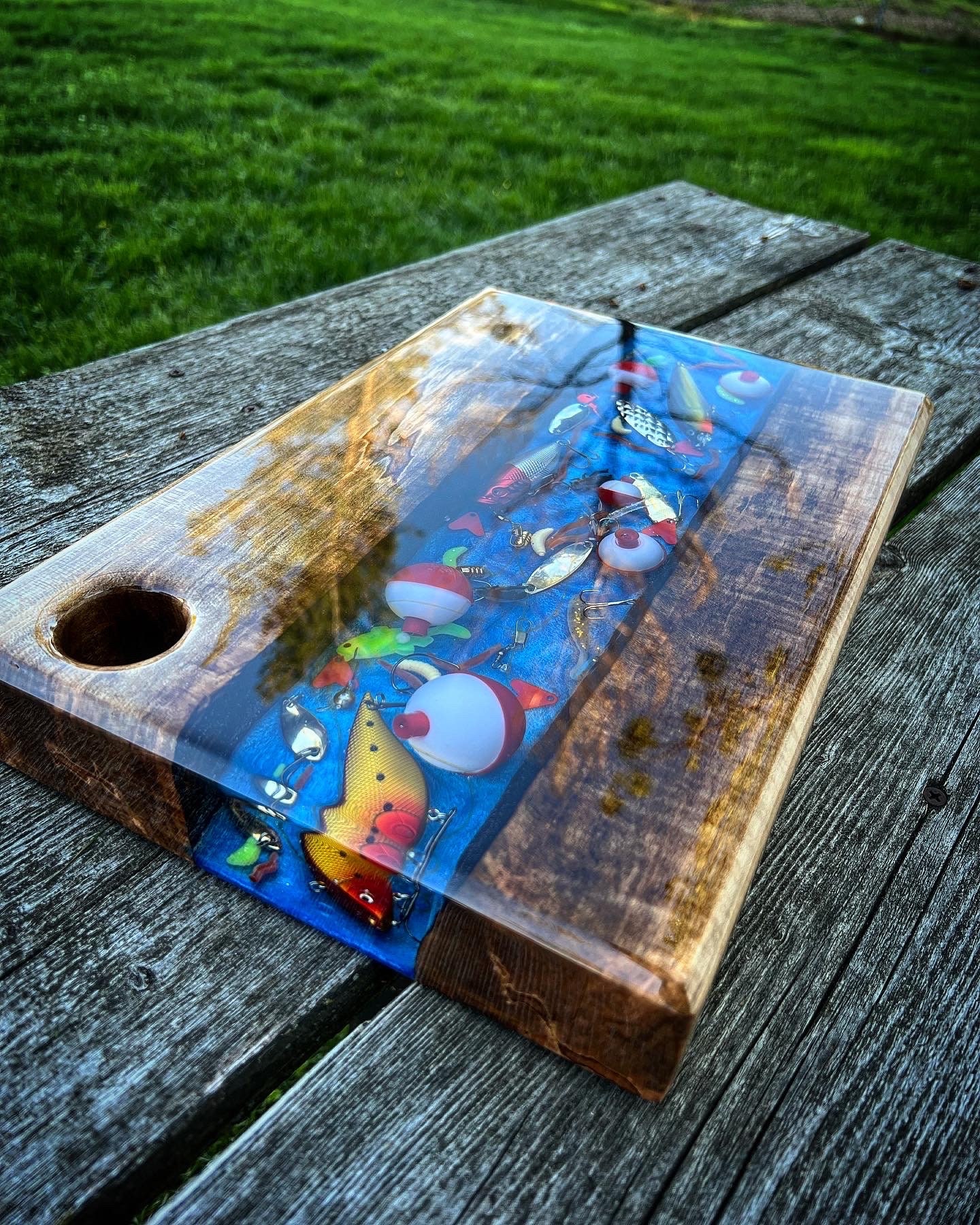 Epoxy Resin Serving Board: Fishing Lure Charcuterie Board. - Etsy