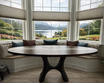 Handmade Epoxy Rivertable: Oval Dining Table. Resin Grandroom table.