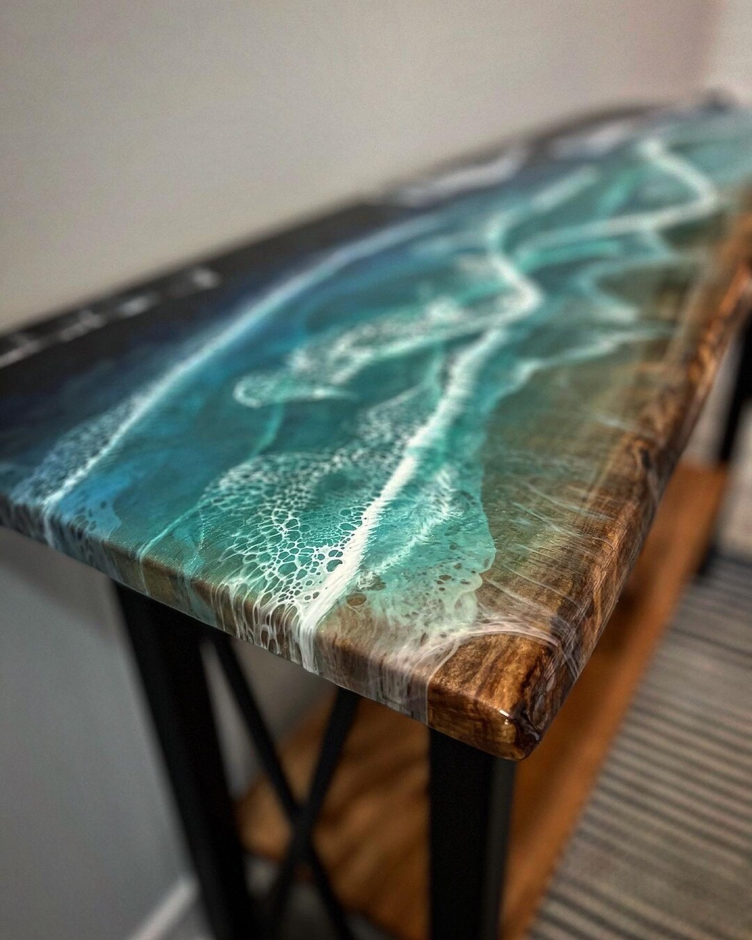 Handmade Epoxy Resin Ocean Wave Table: Beach Themed Table - Etsy