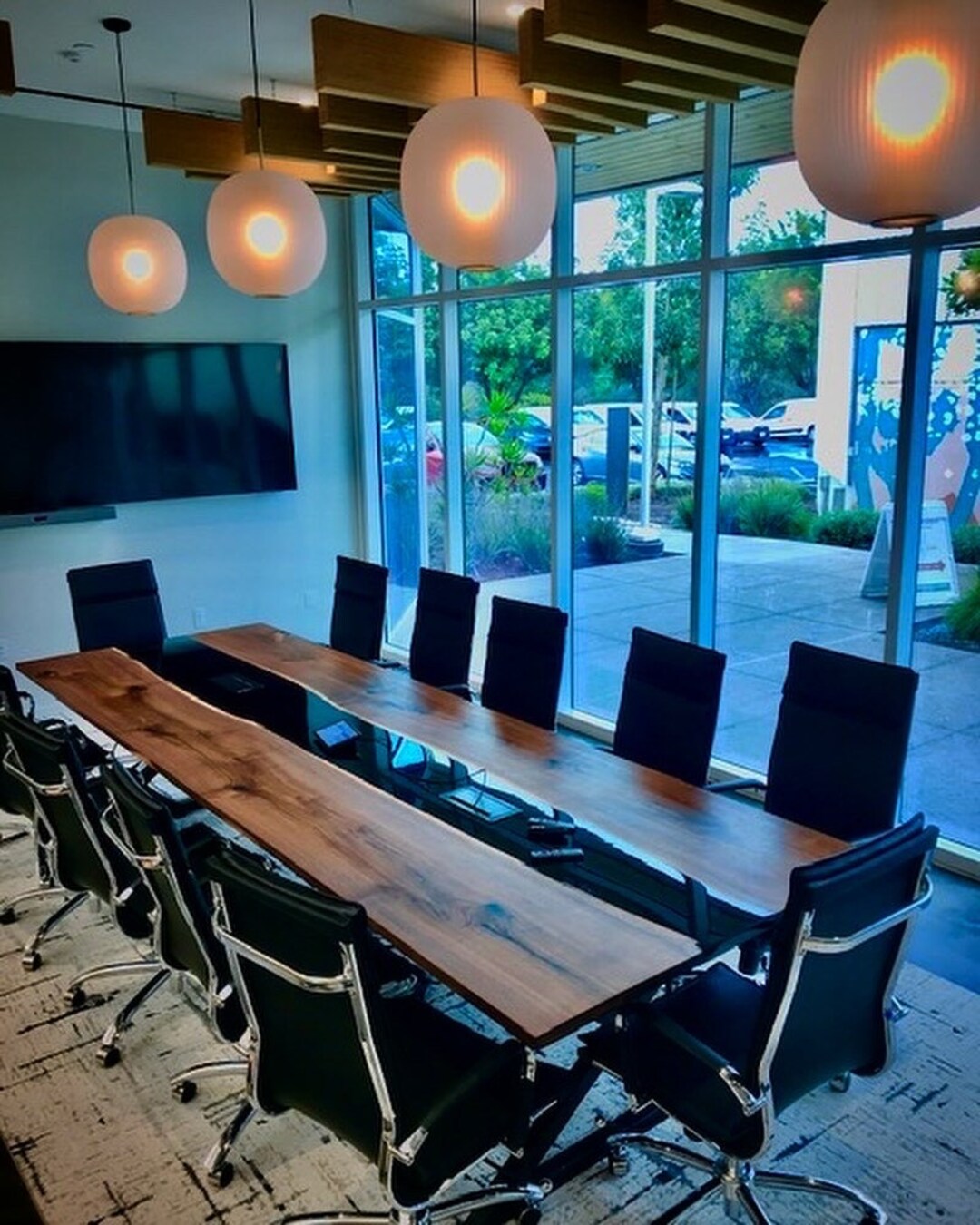 Handmade Black Walnut River Conference Table: Live Edge Epoxy Boardroom ...