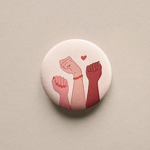 Girl Power Feminist Badge | Raised Fists Illustration Pin | Sorority & Equality Theme | Activist gift