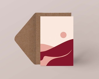 Minimalist DUSK postcard | Female body landscape illustration | Sensual & erotic pattern |