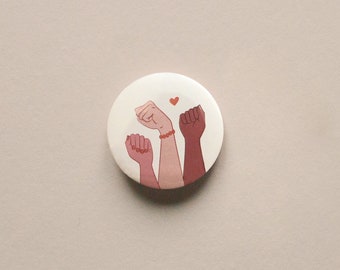 Girl Power Feminist Badge | Raised Fists Illustration Pin | Sorority & Equality Theme | Activist gift