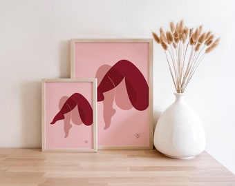 Feminist and body positive poster - Minimalist nude woman silhouette illustration - Wall decoration - JEU DE JAMBES model