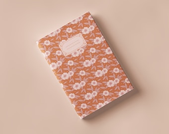 “Flower Power” notebook | Plant illustration orange flowers | Floral pattern