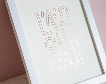 Gilded poster "L'amour fou" | Erotic and minimalist illustration| Typography & | expression Decoration| Valentine's Day Gift