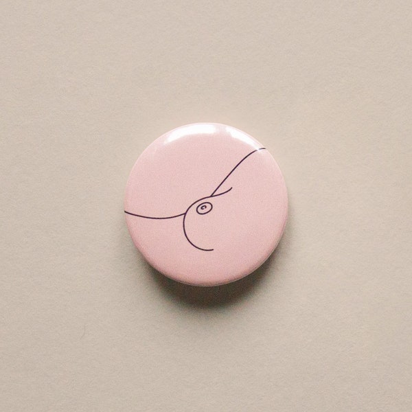 Badge féministe UNIQUE SOUVENIR | Pin's illustration minimaliste sein | Accessoire Octobre Rose | Cadeau engagé et militant