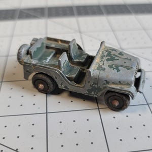 Vintage Midgetoy Green Jeep Made In Rockford Illinois 1950s Die Cast Toy