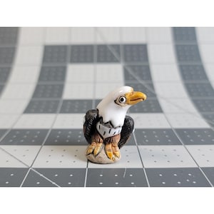 Tiny Miniature LEPS Peru Folk Art Clay Pottery Bald Eagle Figurine