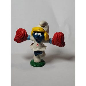 Cheerleader Smurfette - Vintage 1981 SMURFS Peyo Schleich PVC Figure