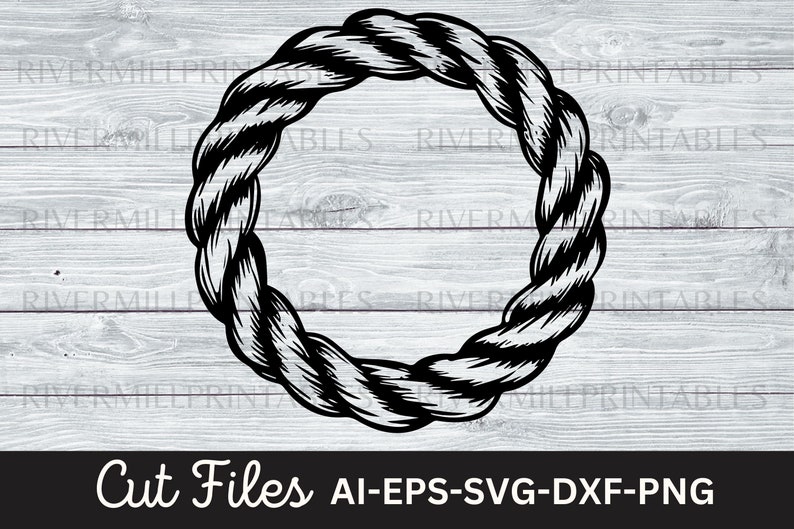 Round Rope Frame SVG EPS Cut File PNG Printable Stencil Vector Laser ...