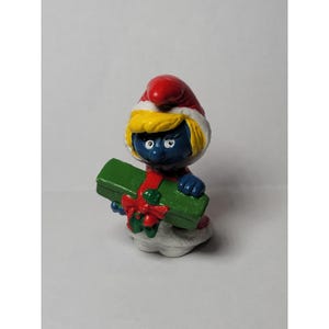Smurfette PVC Christmas Smurf Vintage PVC Peyo Schleich Figure 1981
