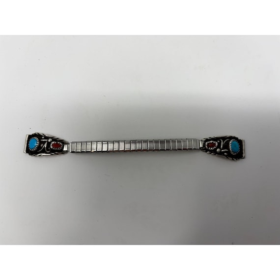 Richard Begay Navajo Sterling Silver Turquoise Coral Watch Band RB Signed