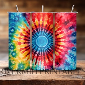 Tie Dye Tumbler Wrap PNG 20 oz Tumbler mince Design Sublimation téléchargement numérique PNG Wrap modèle fond Tie-Dye
